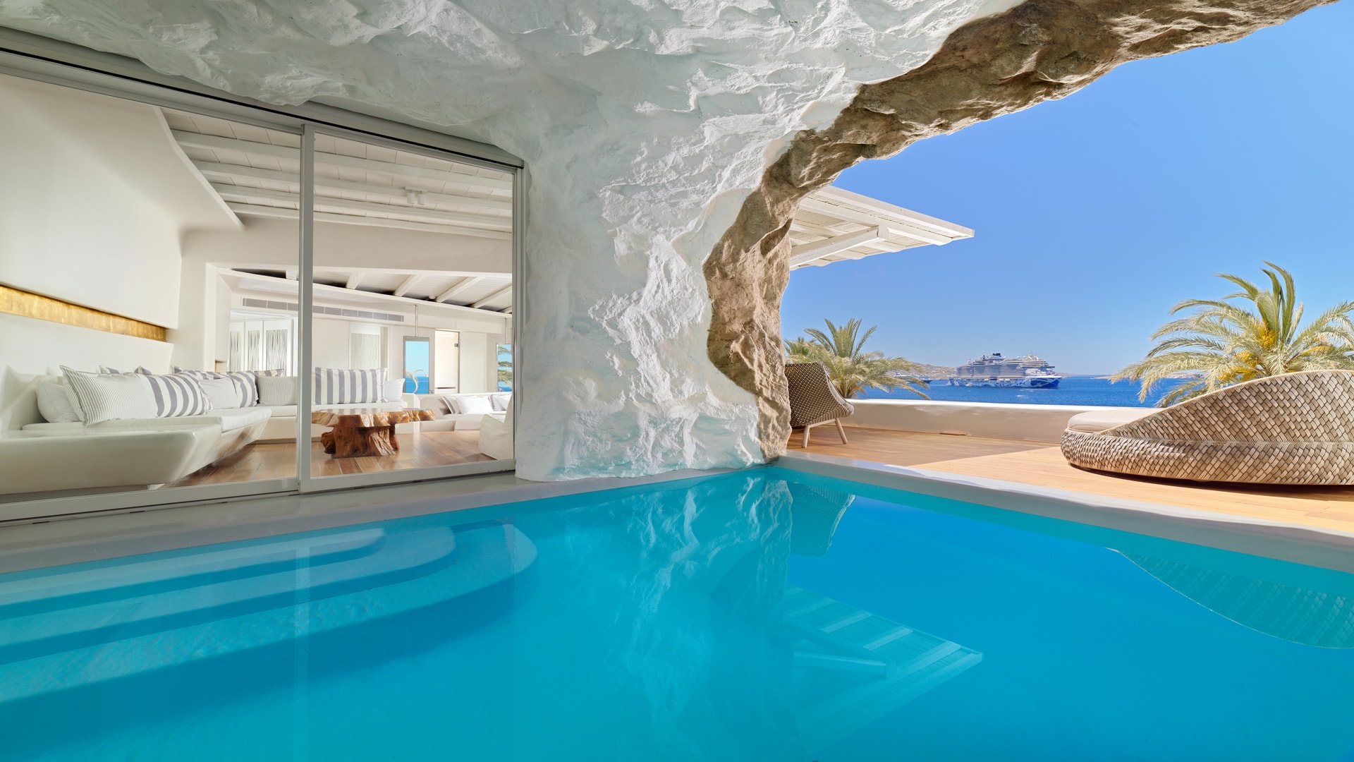 Cavo Tagoo Mykonos cave suite with a private pool